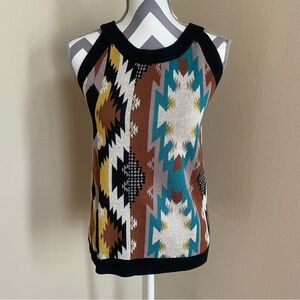 Rowdy Crowd - Aztec Pattern Sleeveless Sweater - Western - Size: Medium